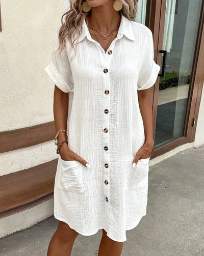 MARIA LINEN POCKET SHIRT DRESS