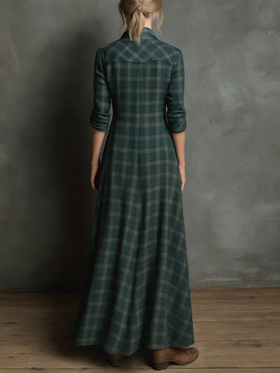 SERAPHINE GREEN-LAPEL DRESS